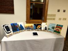 Artwork displayed on a table