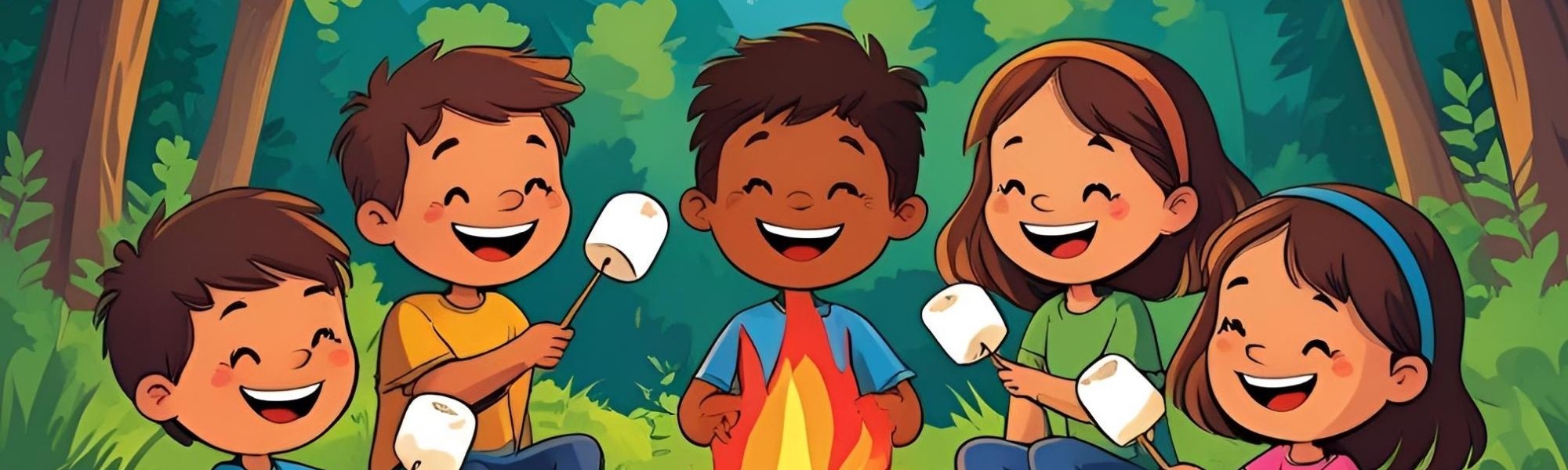 Kids around a campfire