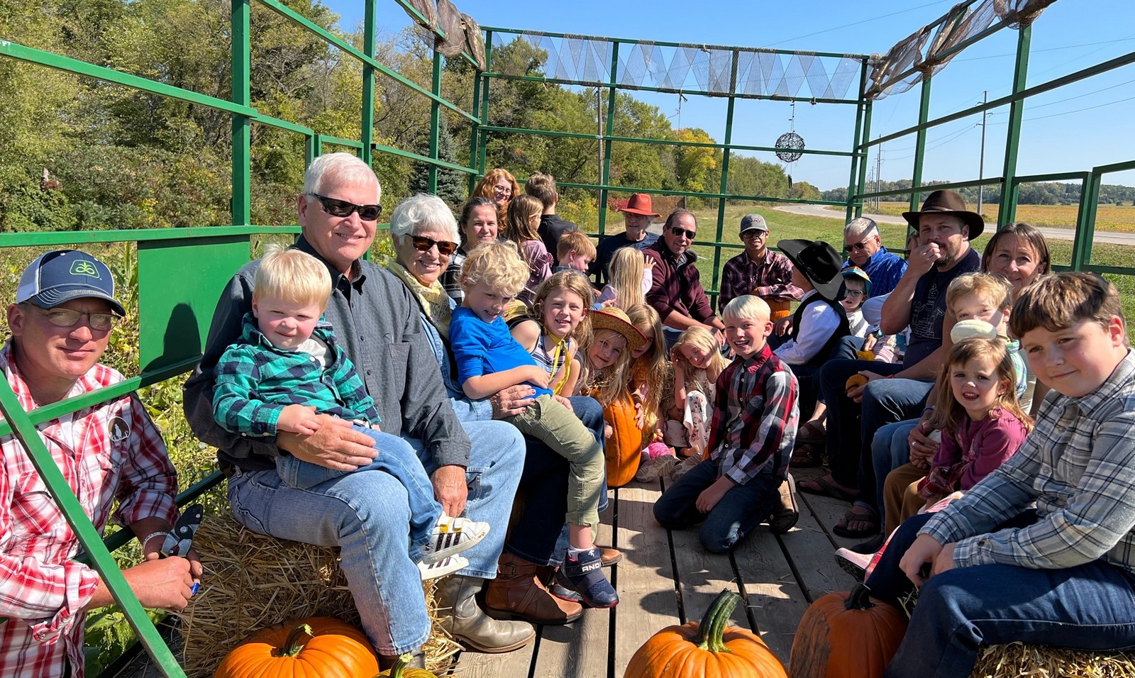 People on a tractor wagon